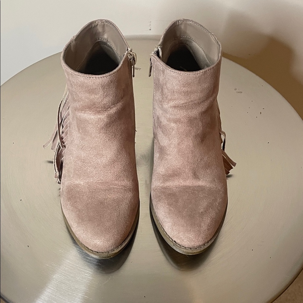 American Eagle Outfitters Tan Suede Fringe Ankle Boots